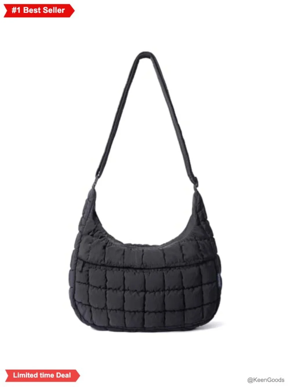 Nylon Quilted Puffer Crossbody Hobo Bag Lightweight Adjustable Strap